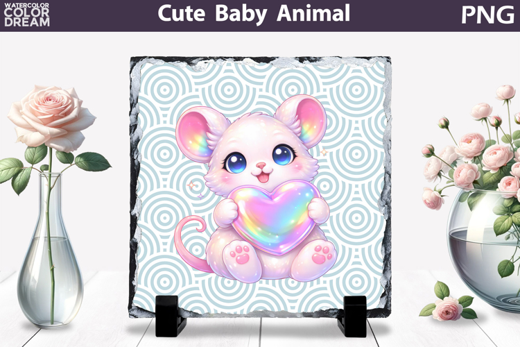 Cute Animal Sublimation Slate | Baby Valentine Heart