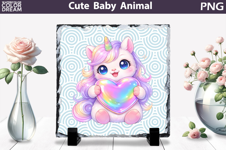 Cute Animal Sublimation Slate | Baby Valentine Heart
