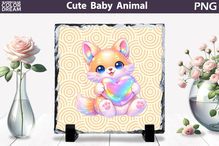 Cute Animal Sublimation Slate | Baby Valentine Heart