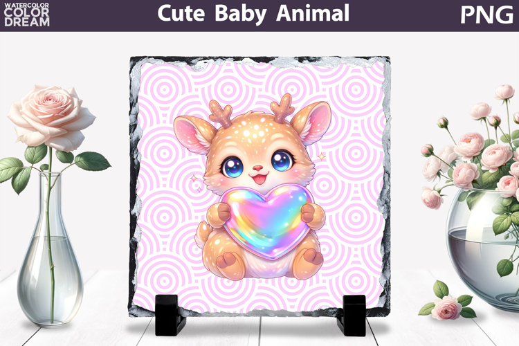 Cute Animal Sublimation Slate | Baby Valentine Heart
