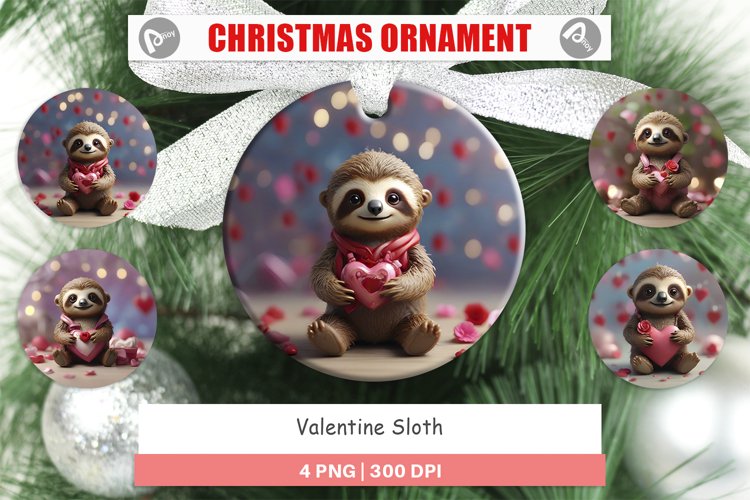 Christmas Ornaments Valentine Sloth