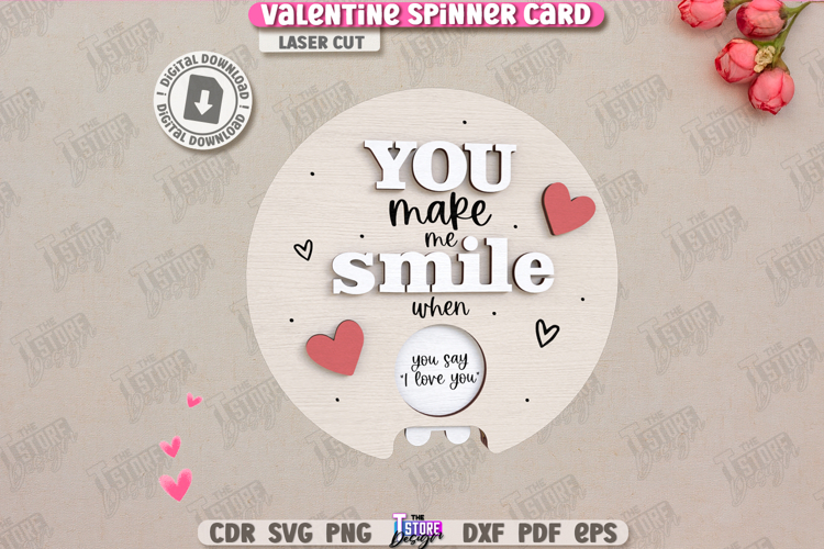 Valentine Spinner Card Laser Cut|Valentines Day Greetings