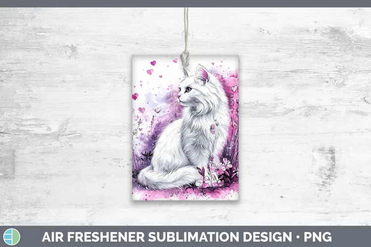Valentine Splash Angora Cat Air Freshener Sublimation Car Fr