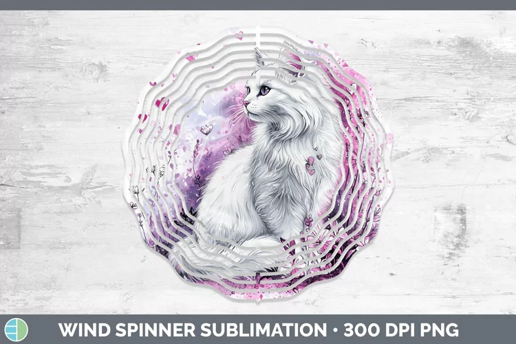 Valentine Splash Angora Cat Wind Spinner Sublimation Spinner