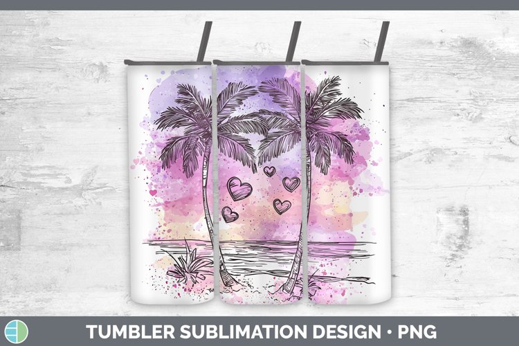Valentine Splash Beach Tumbler Sublimation 20 oz Skinny Tumb