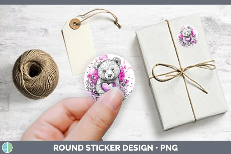 Valentine Splash Bear Stickers | Round Labels Designs