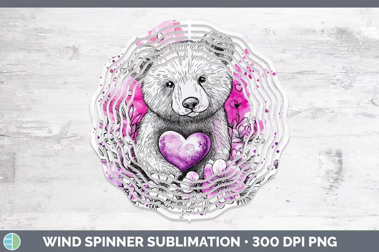 Valentine Splash Bear Wind Spinner Sublimation Spinner Desig