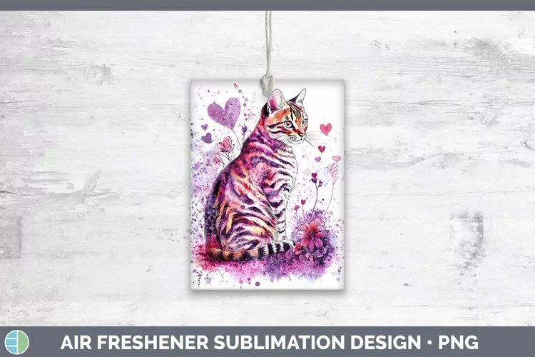 Valentine Splash Bengal Cat Air Freshener Sublimation Car Fr