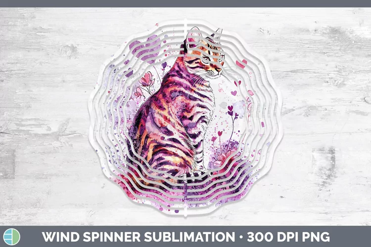 Valentine Splash Bengal Cat Wind Spinner Sublimation Spinner
