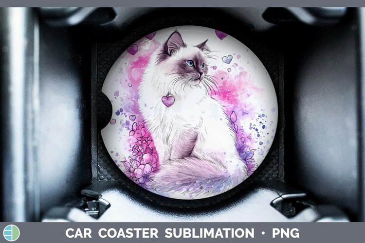 Valentine Splash Birman Cat Car Coaster Sublimation Designs