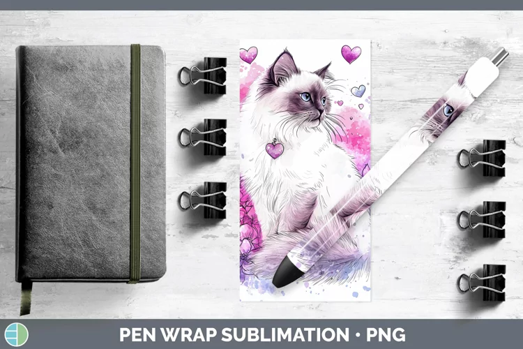Valentine Splash Birman Cat Pen Wrap Sublimation Pen Designs
