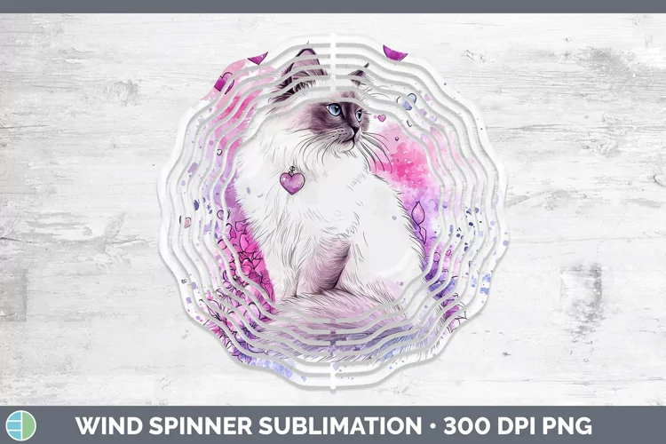 Valentine Splash Birman Cat Wind Spinner Sublimation Spinner