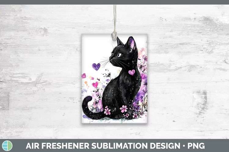 Valentine Splash Black Cat Air Freshener Sublimation Car Fre