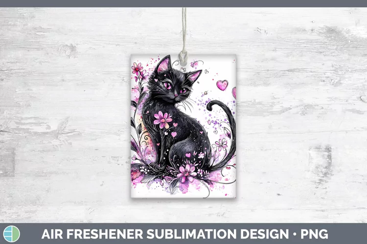 Valentine Splash Black Cat Air Freshener Sublimation Car Fre