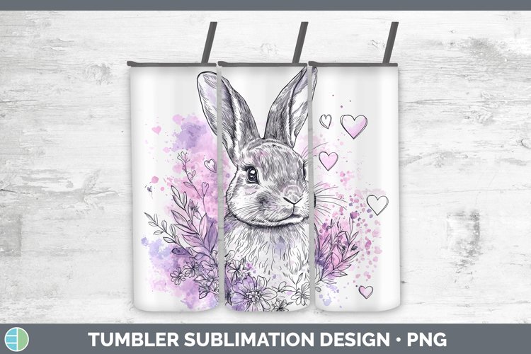 Valentine Splash Bunny Tumbler Sublimation 20 oz Skinny Tumb