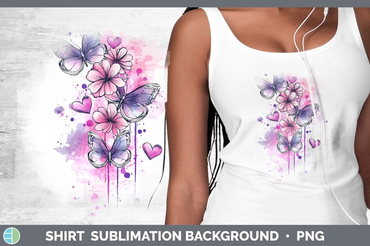 Valentine Splash Butterfly Shirt Sublimation Sublimation Bac