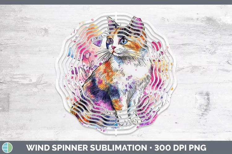 Valentine Splash Calico Cat Wind Spinner Sublimation Spinner
