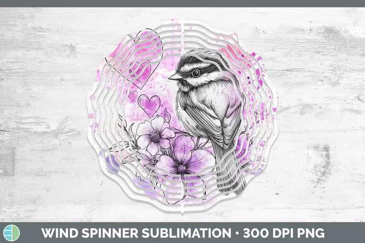 Valentine Splash Chickadee Wind Spinner Sublimation Spinner