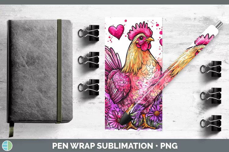 Valentine Splash Chicken Pen Wrap Sublimation Pen Designs