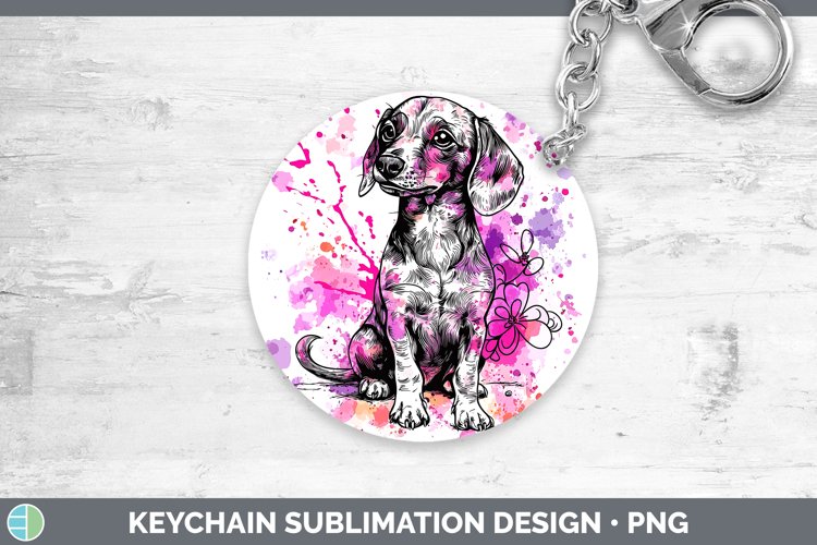 Valentine Splash Dachshund Keychain Sublimation Keyring Desi