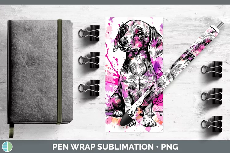 Valentine Splash Dachshund Pen Wrap Sublimation Pen Designs