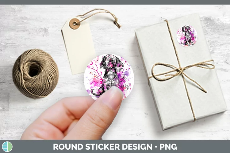 Valentine Splash Dachshund Stickers | Round Labels Designs