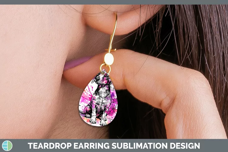Valentine Splash Dachshund Teardrop Earrings Sublimation Ear