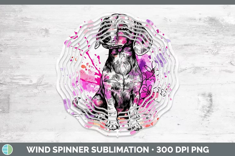 Valentine Splash Dachshund Wind Spinner Sublimation Spinner