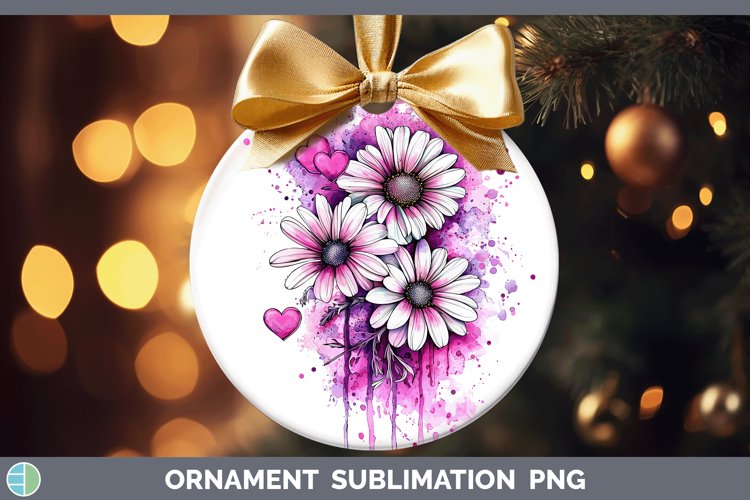 Valentine Splash Daisies Ornament Sublimation Bauble Designs