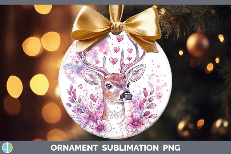 Valentine Splash Deer Ornament Sublimation Bauble Designs