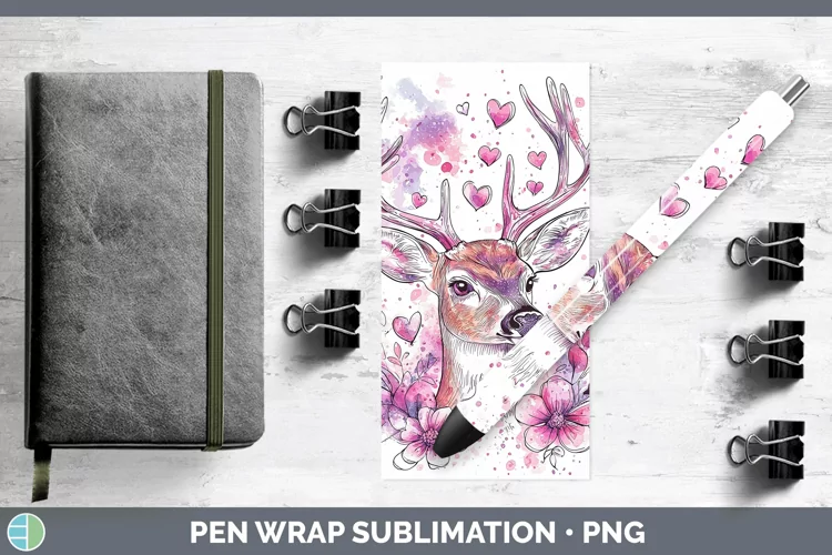 Valentine Splash Deer Pen Wrap Sublimation Pen Designs