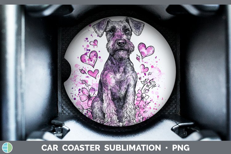 Valentine Splash Dogs Airedale Terrier Dog Car Coaster Subli