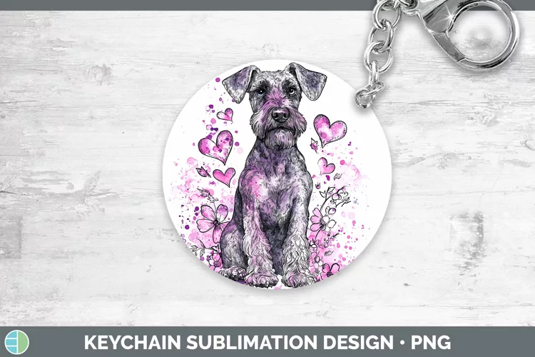 Valentine Splash Dogs Airedale Terrier Dog Keychain Sublimat