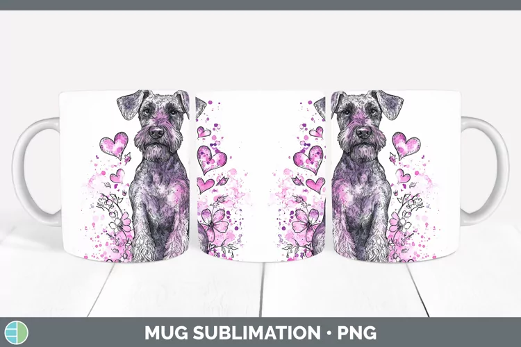 Valentine Splash Dogs Airedale Terrier Dog Mug Wrap Sublimat