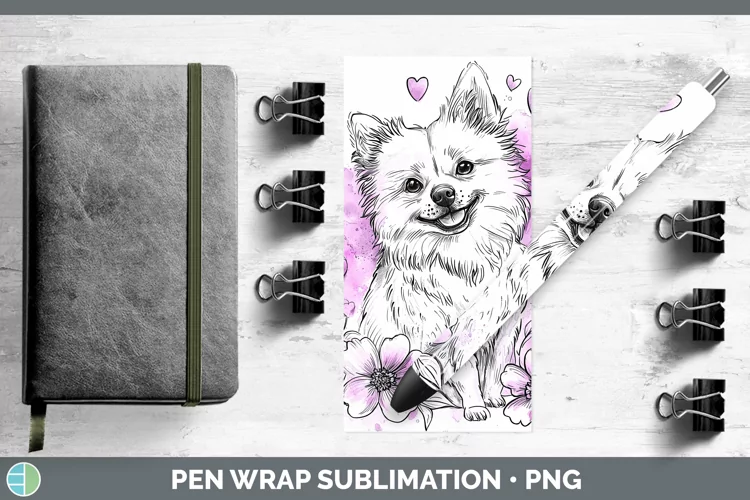 Valentine Splash Dogs American Eskie Dog Pen Wrap Sublimatio