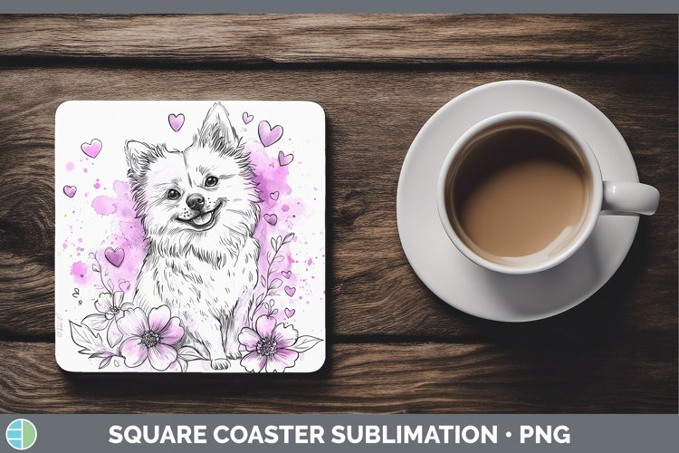 GorgeousValentine Splash Dogs Square Coaster design.