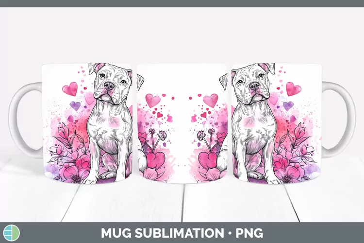 Valentine Splash Dogs American Staffordshire Mug Wrap Subli