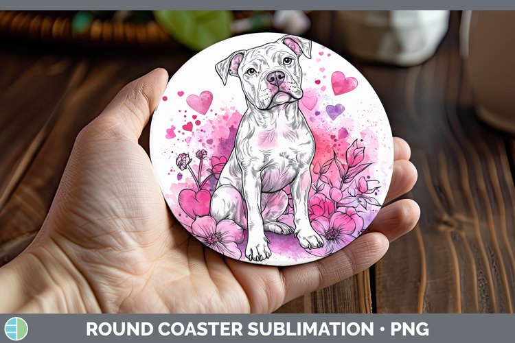 Valentine Splash Dogs American Staffordshire Round Coaster