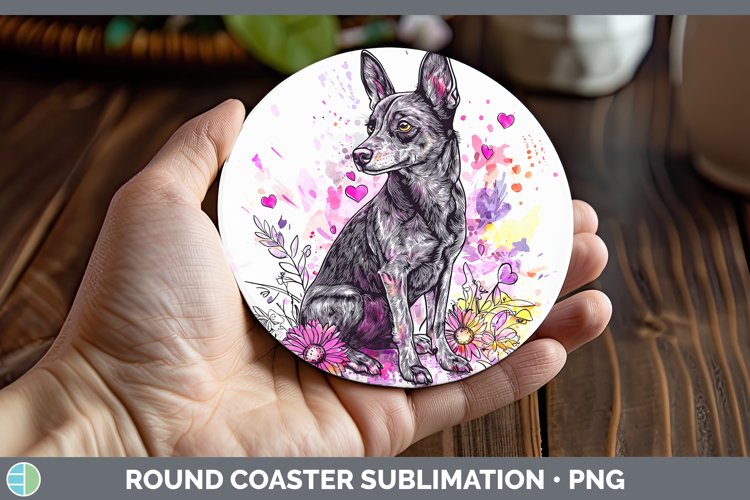 GorgeousValentine Splash Dogs Round Coaster design.