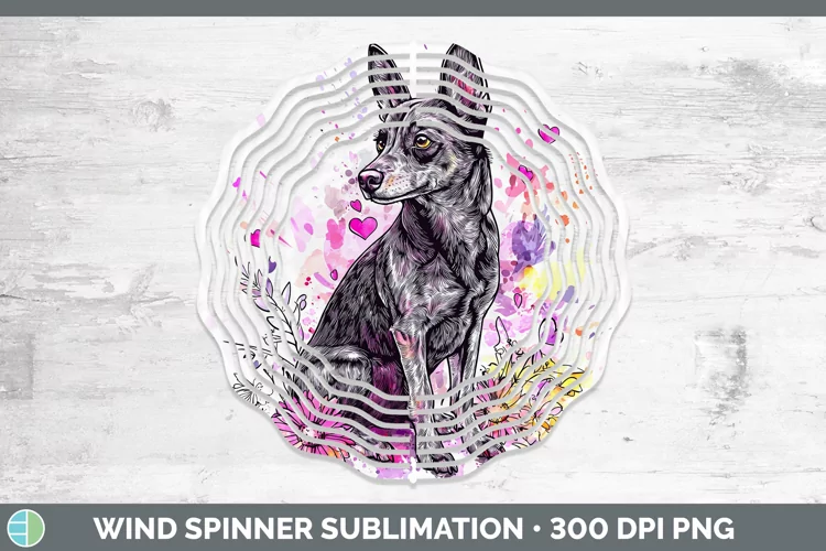 Valentine Splash Dogs Australian Kelpie Wind Spinner Sublima