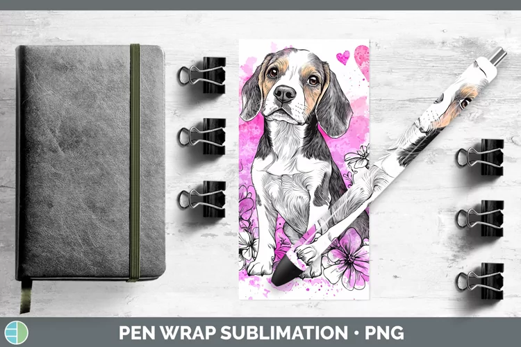 Valentine Splash Dogs Beagle Pen Wrap Sublimation Pen Design