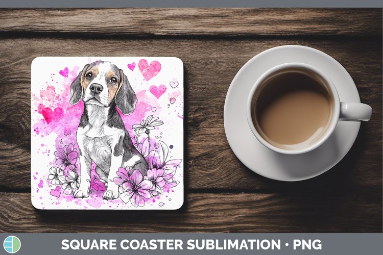 GorgeousValentine Splash Dogs Square Coaster design.