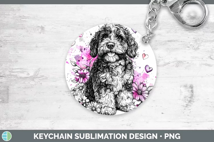 Valentine Splash Dogs Bernedoodle Dog Keychain Sublimation K