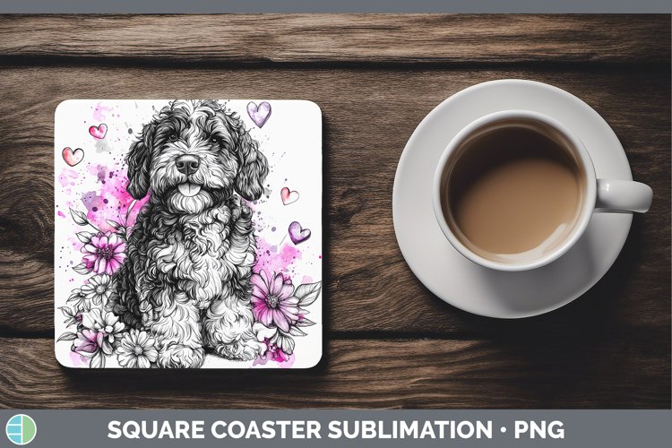 GorgeousValentine Splash Dogs Square Coaster design.