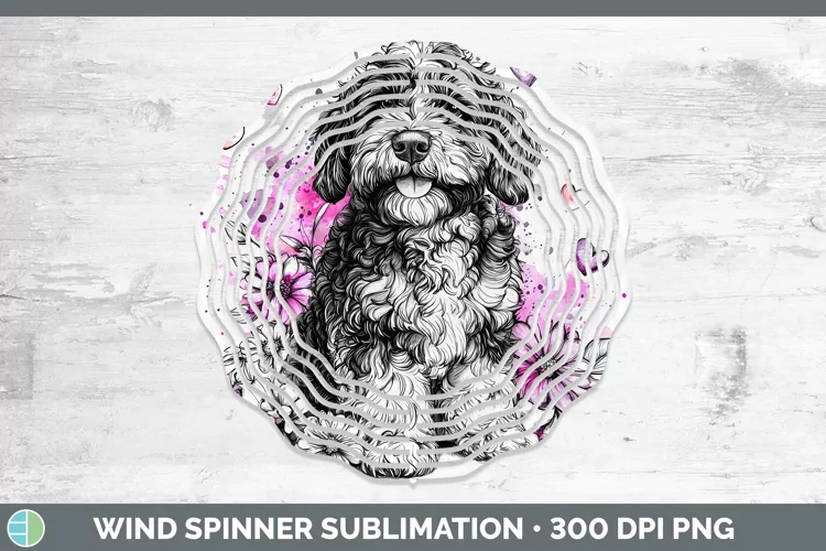 Valentine Splash Dogs Bernedoodle Dog Wind Spinner Sublimati