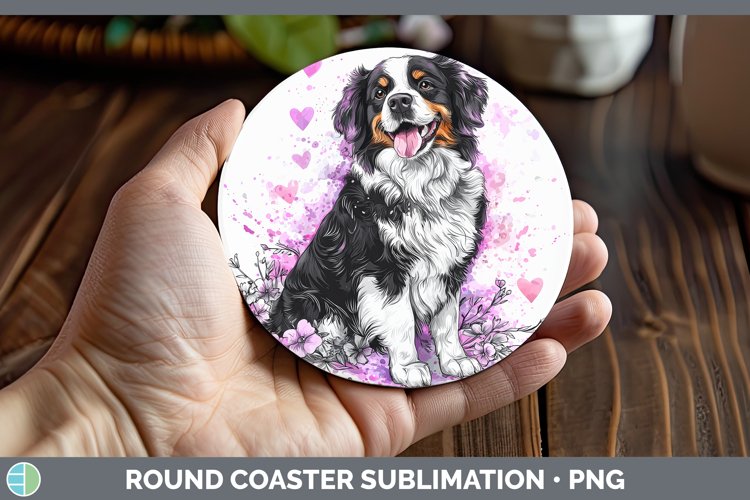 Valentine Splash Dogs Bernese Mountain Dog Round Coaster Su