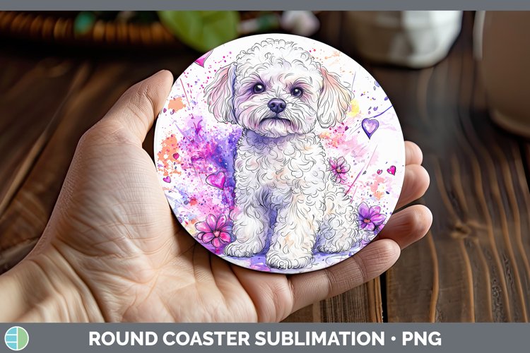 GorgeousValentine Splash Dogs Round Coaster design.