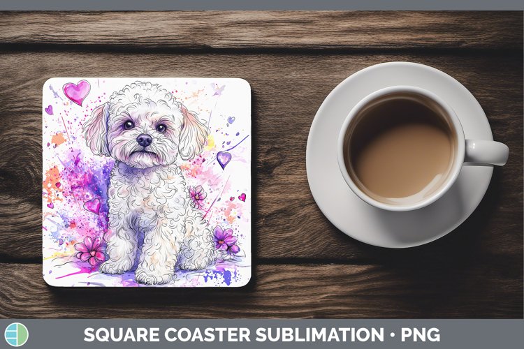 GorgeousValentine Splash Dogs Square Coaster design.