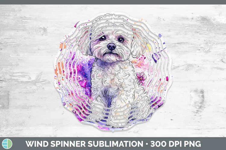 Valentine Splash Dogs Bichon Frise Wind Spinner Sublimation