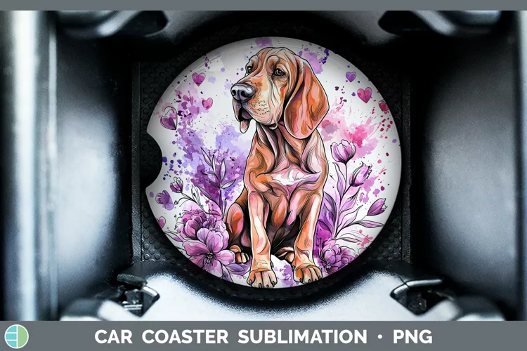 Valentine Splash Dogs Bloodhound Car Coaster Sublimation De